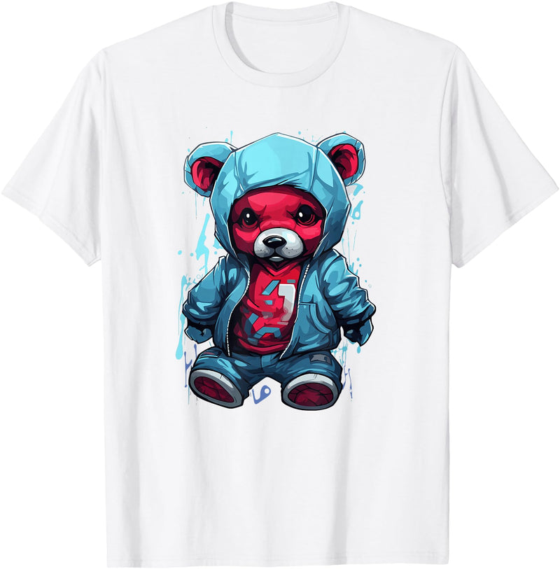Teddy Bear Hoodie Street Style Urban Art Teddy Bear Hoodie Cool Street Style T-Shirt - White