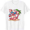 Animal Party Summer Vacay Mood Party Pig Palm Trees Summer Vacation T-Shirt - White