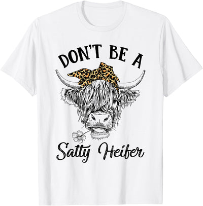 Don't Be a Salty Heifer Vintage Cow Leopard Bandana Cowgirl T-Shirt