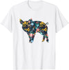 Animal Hog Floral Silhouette Pig Lover Floral Piglet Silhouette Womens Girls Graphic Pig T-Shirt - White