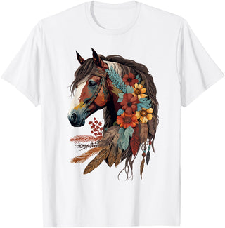 Just a girl who loves horses Co. Equestrian Horse Girl Western CowGirl Horseback Riding Theme T-Shirt - White