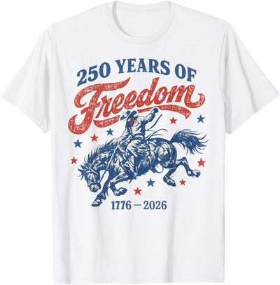 1776-2026 Cowgirl Fourth of July Tee Retro 250 Years of Freedom Cowboy Horse 4th of July T-Shirt