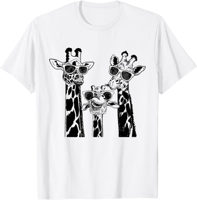 Giraffe Family Matching Summer Sunglasses Vacation Safari T-Shirt