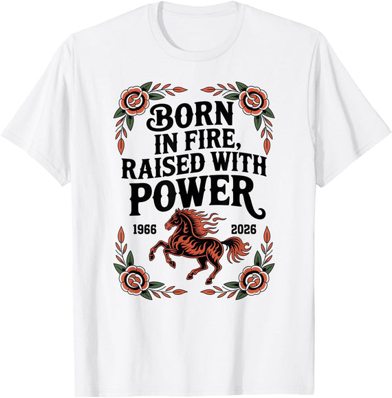 Lunar New Year TShirts Click for More 1966 Birth 60th Birthday in 2026 Year of the Horse T-Shirt - White