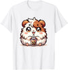 Cute Kawaii Animals Drinking Boba Tea Co. Cute Kawaii Chibi Guinea Pig Drinking Boba Tea T-Shirt - White