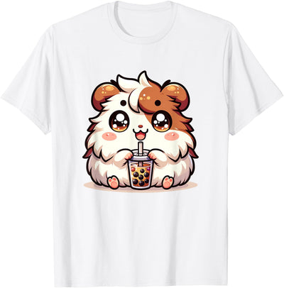 Cute Kawaii Chibi Guinea Pig Drinking Boba Tea T-Shirt