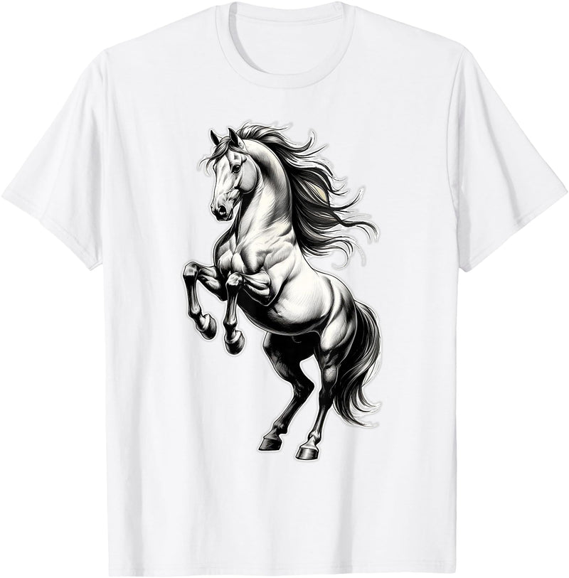 Urban Empyre Shire Horse White Equestrian Rearing T-Shirt - Straight - White