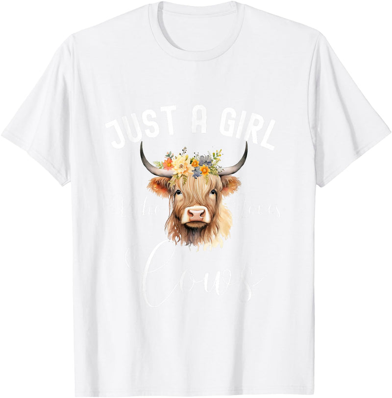 Just A Girl Who Loves Cows Tee Just a Girl Who Loves Cows Funny Cute Cow for Girls Women T-Shirt - White
