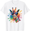 Safari Animal Art Giraffe Sunglasses Funny Giraffe Lover Safari Animal Animal T-Shirt - White