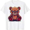 Cartoon Teddy Art I Grumpy Teddy Evil Teddy Bear T-Shirt - White