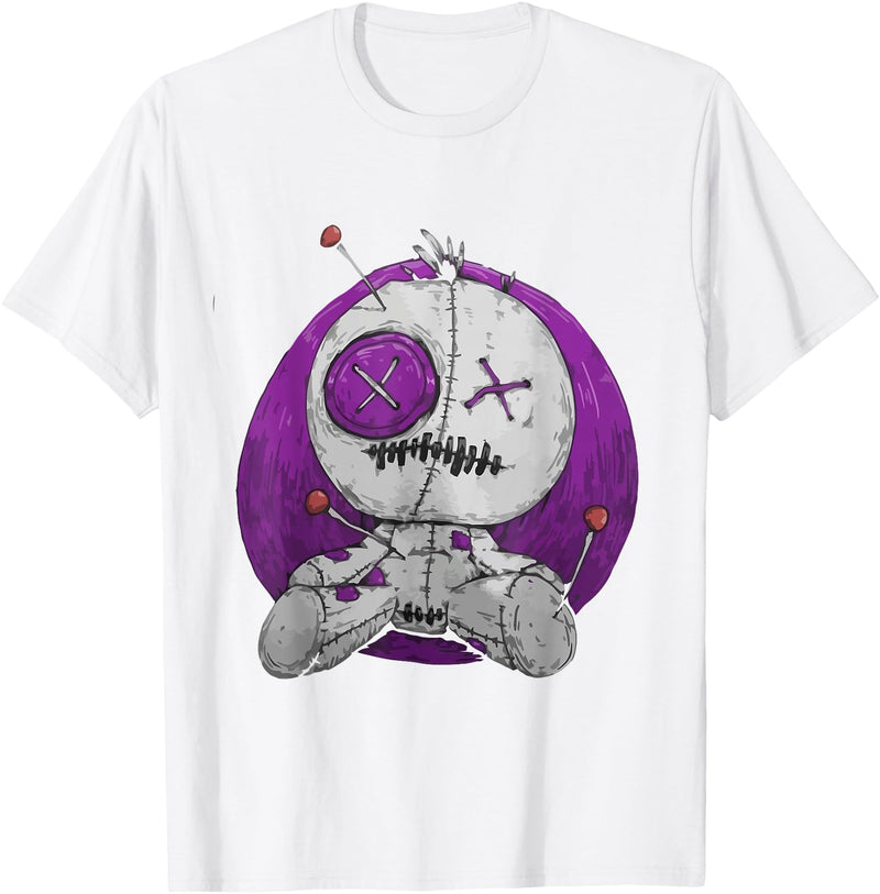 E-Girl Aesthetic Clothes Soft Grunge Clothing Scary Funny Graphic Voodoo Doll Teddy-Bear Halloween Gothic T-Shirt - White