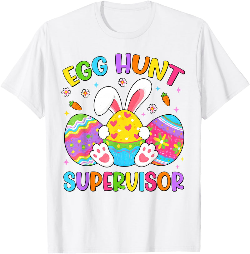 Easter Egg Hunt Supervisor Hunting Rabbit Easter Day Kids T-Shirt in White