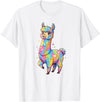 Rainbow Llama Love Pastel Hearts Kawaii Colorful Rainbow Heart Llama Kawaii Cute T-Shirt - White