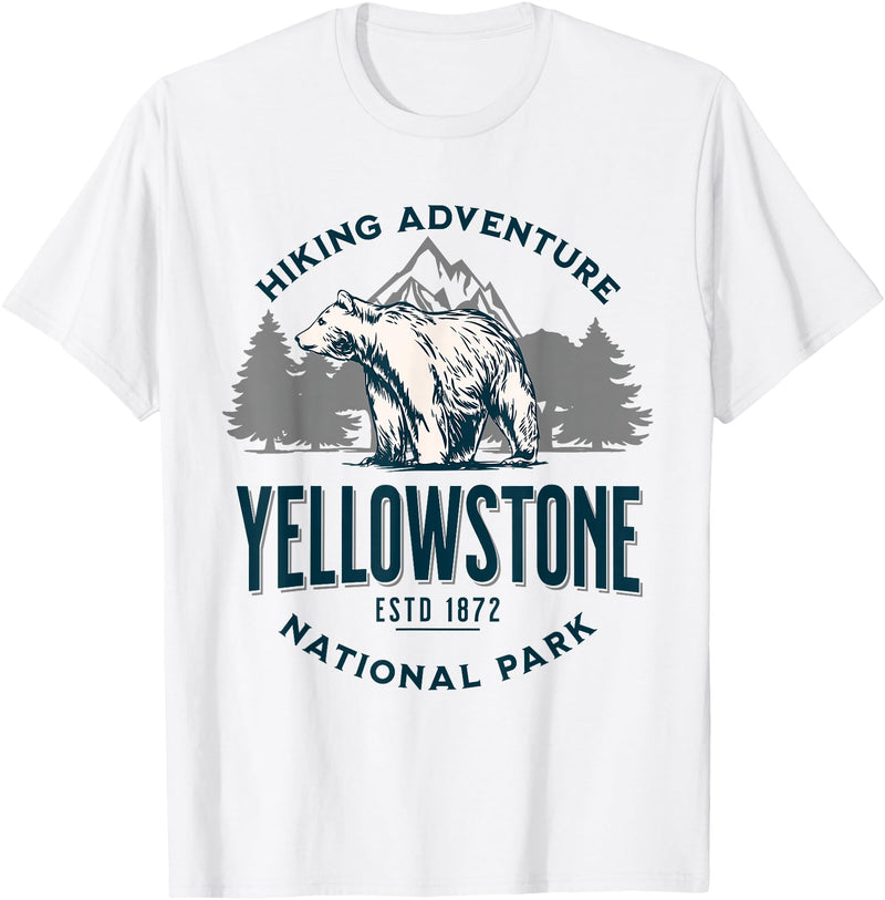 Yellowstone National Park Wyoming USA Outdoor Yellowstone Wyoming Nature Mountains Bear Hike Outdoors T-Shirt - White