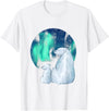 Northern Aurora Borealis Lights Designs Northern Aurora Borealis Lights Cute Polar Mother Bear Cub T-Shirt - White