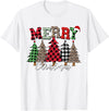 Merry Christmas Leopard Buffalo Red Plaid for Men Women T-Shirt - White