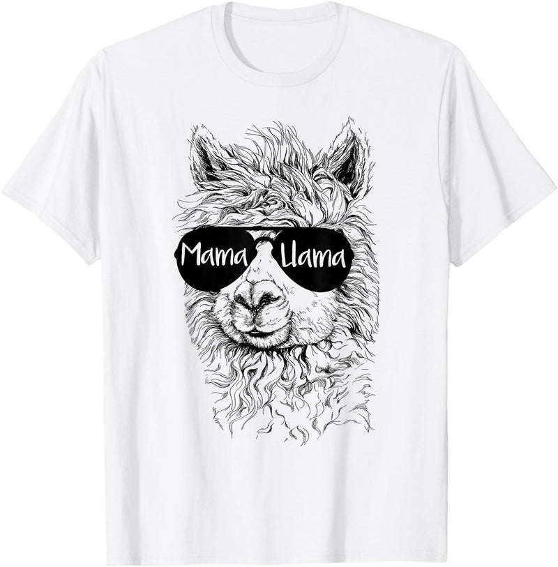 Mama Llama Funny Animal Apparel Llama Lover Mama Llama T-Shirt - White