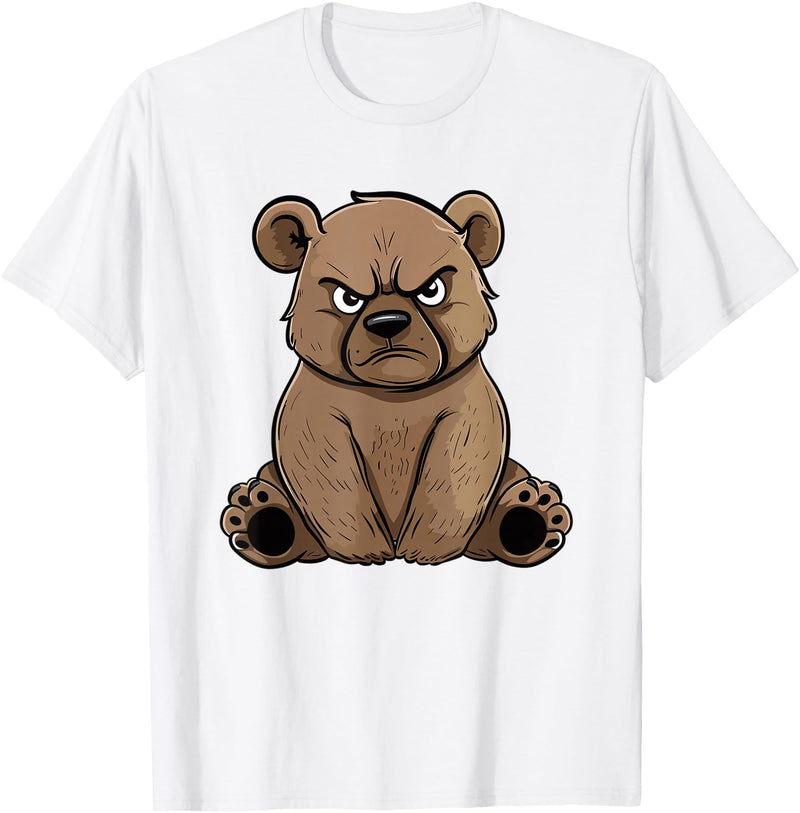 Colorful Grizzly Bear Art I Kids Grizzly Bear Grumpy Grizzly Bear T-Shirt - White