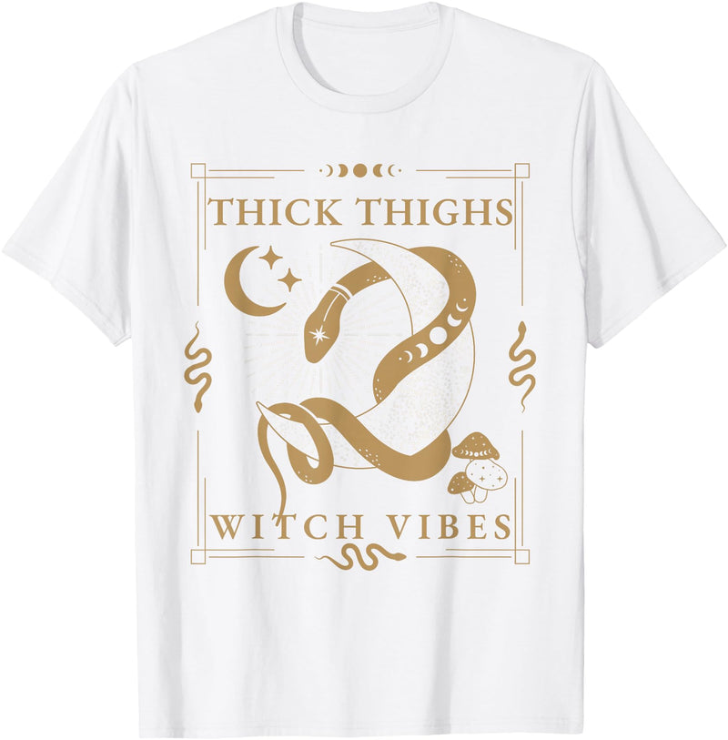 Snakes & Tarot Aesthetic Thick Thighs Witch Vibes Snakes & Tarot Tattoo Aesthetic Thick Thighs Witch Vibes T-Shirt - White