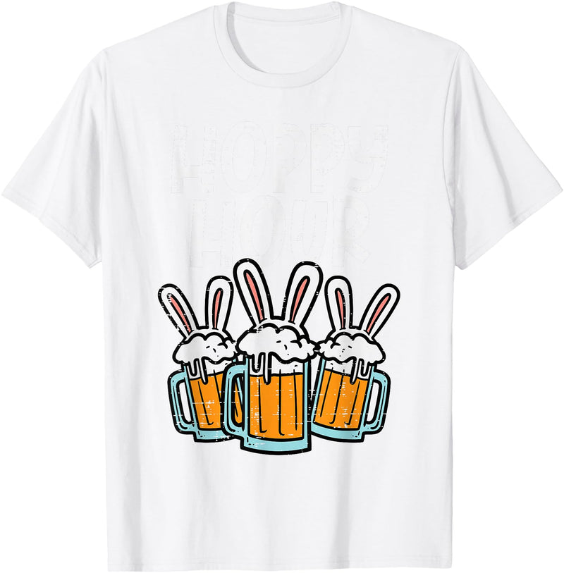 Hoppy Bunny Rabbit Ear Funny Happy Easter Day Men Women T-Shirt in White