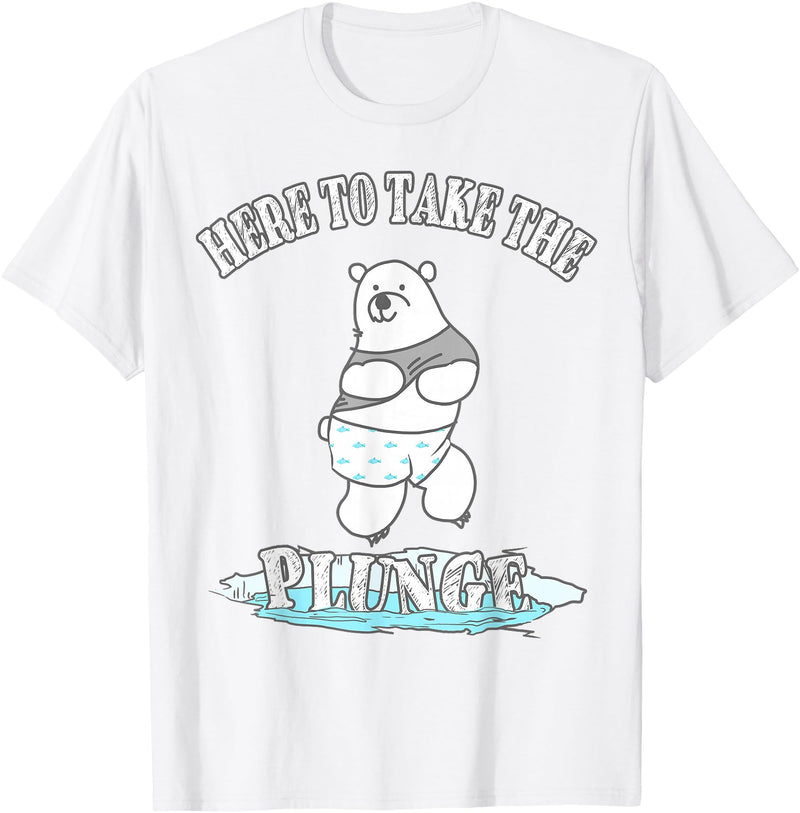 TLHM Polar Bear Gifts Here To Take The Plunge - Polar Bear Freezing Water Plunge T-Shirt - White