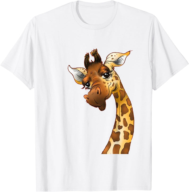 Funny giraffe t-shirt animal love zoo and safari Love giraffe Women wildlife giraffe Lovers tee for kids girl T-Shirt - White