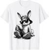 Bunny with Sunglasses Cap Easter Day Gifts for Men Boy Kids T-Shirt in White