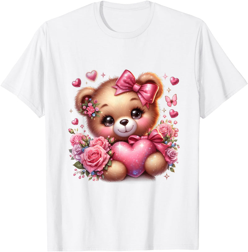 funny amazing valentine bear with heart T-Shirt - White