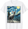 Artistic Pig Products Pig Star Gazer - Artistic Van Gogh Style Starry Night Pig T-Shirt - White