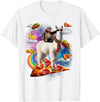 Funny Rainbow Sloth Llama in space Co. Sloth Llama Galaxy Pizza Taco Burrito Rainbow Funny Surreal T-Shirt - White