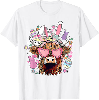 Easter Day Highland Cow't Shir't Cow T-Shirt