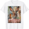 Happy Easter Bunny Rabbit Flower Graphic Art Girl Women T-Shirt in White