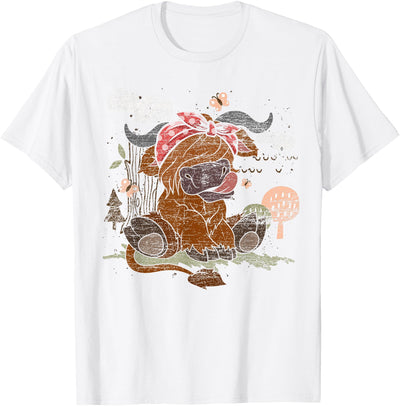 Funny Highland Cow Bandana Headband Animal Scotland Farm T-Shirt