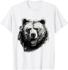 Forest Animal Art Bear Animal Art Portrait Wildlife Nature Artwork Drawing T-Shirt - White