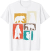Bear Asymmetrical Collage Design Bear Vintage Collage Outdoorsman Wildlife Lover T-Shirt - White