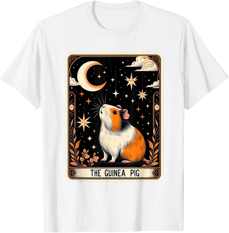 The Guinea Pig Tarot Card Women Men Kids Stars with Moon T-Shirt - White