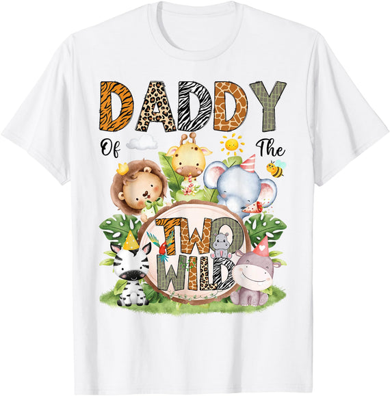 Safari Jungle Animals 2nd Birthday Boy Daddy of The Two Wild Safari Jungle 2nd Birthday Boy T-Shirt - White