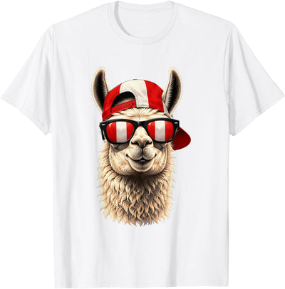 Peru Patriotic Co Patriotic Llama Peru Peruvian Flag T-Shirt
