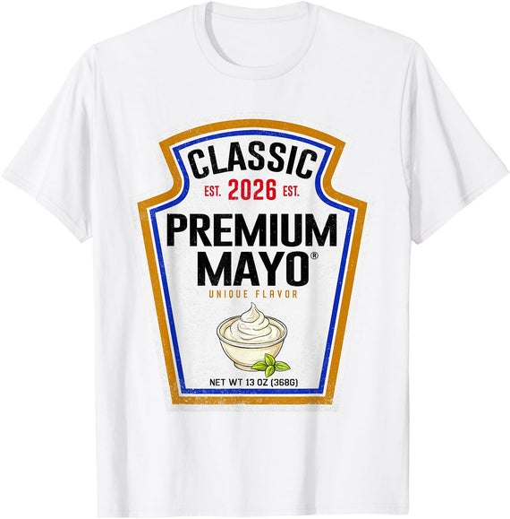 Funny DIY Halloween Costume Couples Men Women Kids Mayonnaise DIY Halloween Costume Matching Group Mayo Funny T-Shirt - White