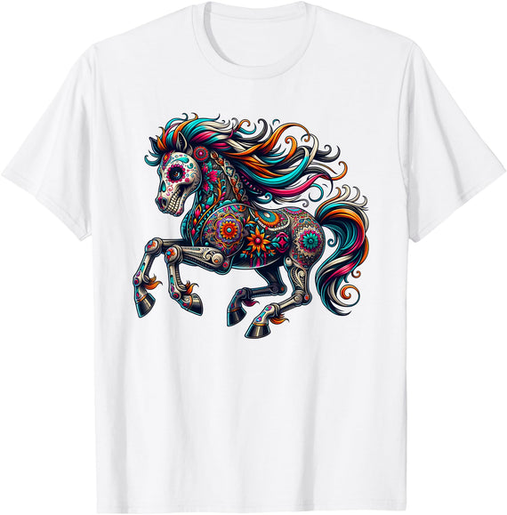 Sugar Skull Horse Halloween For Men Women Kids Sugar Skull Horse Lover Halloween For Men Boys Women Kids T-Shirt - White