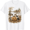 Vintage 90s Cats And Pumpkin Halloween Women Men Funny Retro 90s Kitten Black Cats and Pumpkin Halloween T-Shirt - White