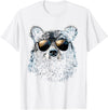 Forest Illustration Bear Art Nature Bear Wearing Sunglasses Wildlife Artwork Graphic Bear T-Shirt - White