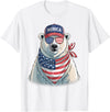 Retro Merica Polar Bear USA July Fourth Polar Bear 4th of July US American Flag Patriotic T-Shirt - White