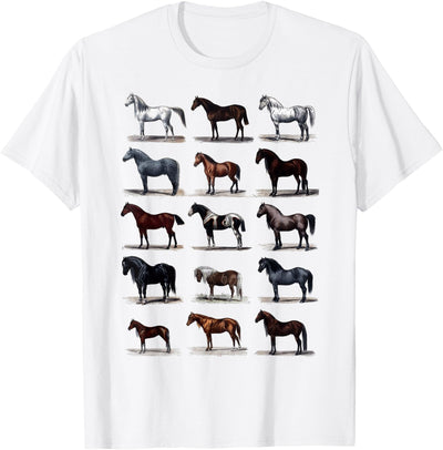 Types Of Horses, Horse Breeds, Horseback Riding Vintage Types Of Horses Horse Breed Horseback Riding T-Shirt