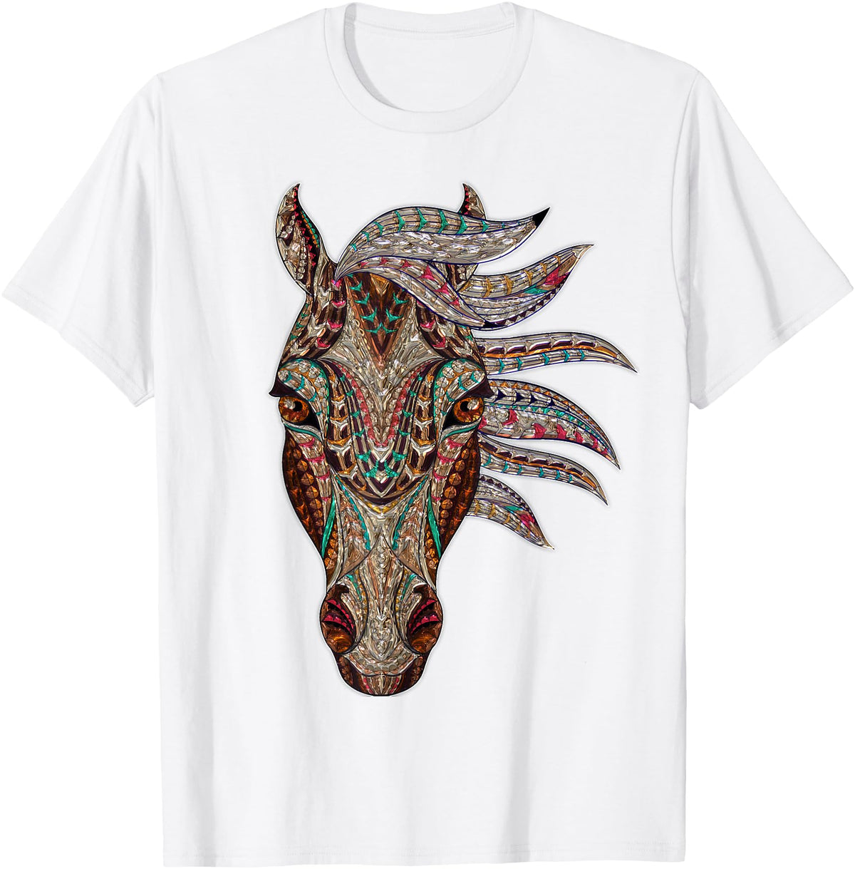 Horse Art Studios Horse Tribal Abstract Art Native American Style T-Shirt - White