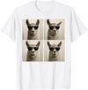 Retro Llama Portrait with Sunglasses Funny Llama Lover Cute Llama Photo Booth T-Shirt - White