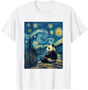 Bear Designs. Cute Panda Bear Van Gogh Style Starry Night Graphic T-Shirt - White