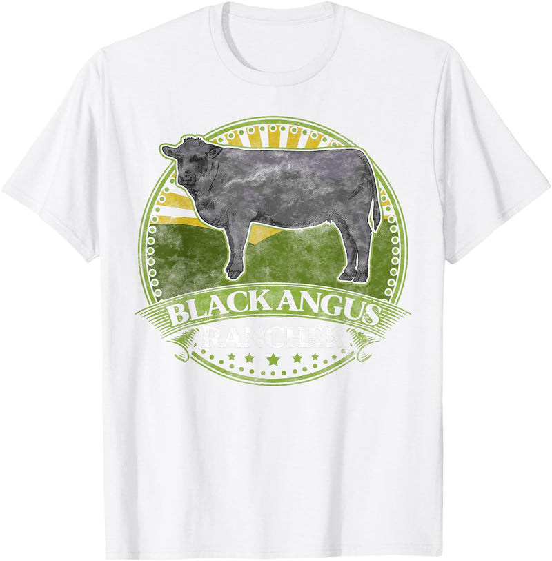 Black Angus Rancher Co. Black Angus Rancher Cow Meat Steak Cattle Bull Farmer Fun T-Shirt - White
