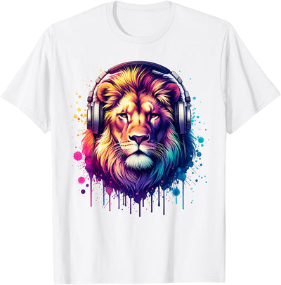 Lion with Headphones T-Shirt