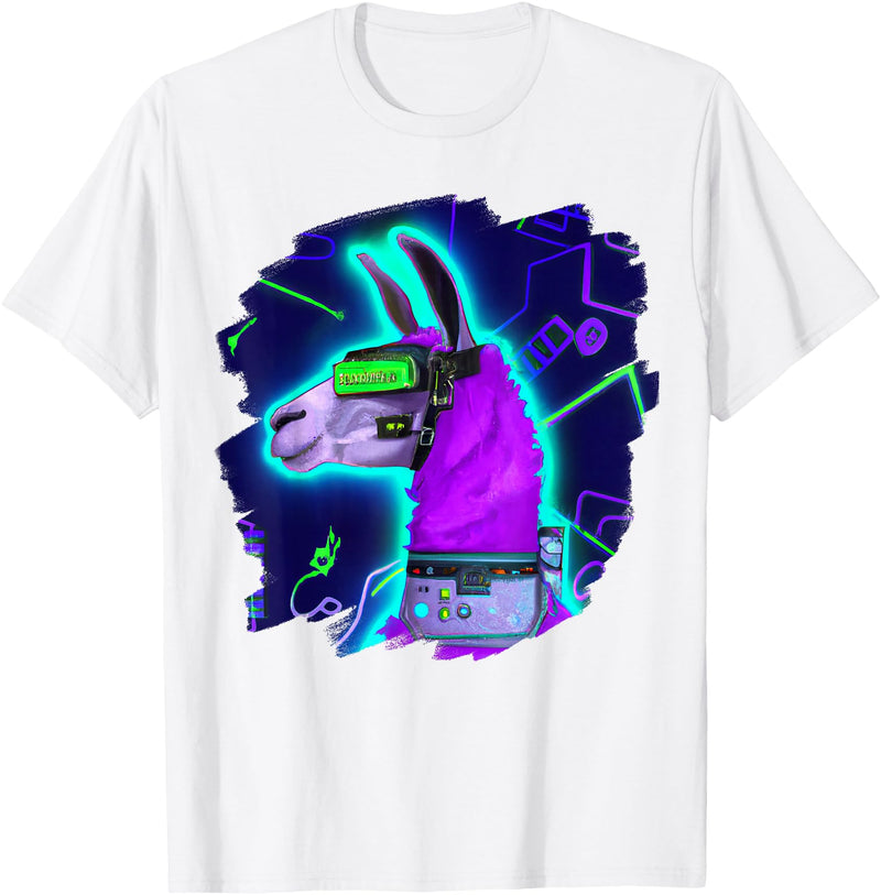 Llama Robot Cyborg Life Apparel Llama Cyborg Robot Llama Cool Artistic Retro Alpacas T-Shirt - White